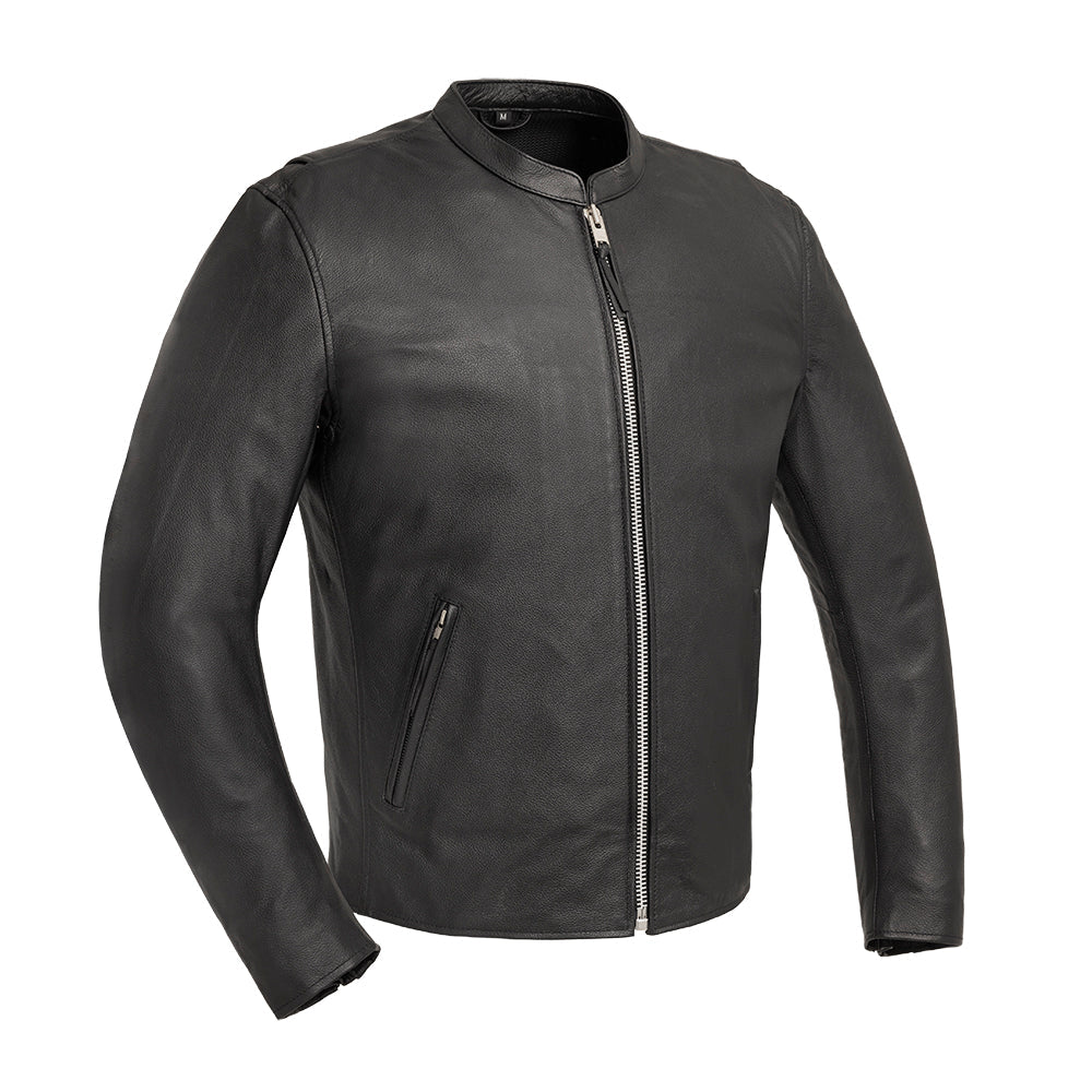 Alpha Men’s Black Genuine Leather Motorcycle Jacket – Classic Biker Style