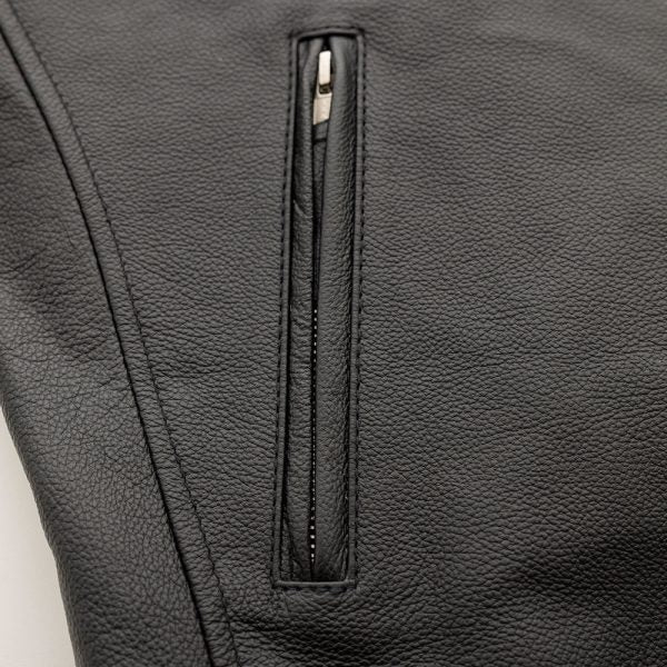 Alpha Men’s Black Genuine Leather Motorcycle Jacket – Classic Biker Style