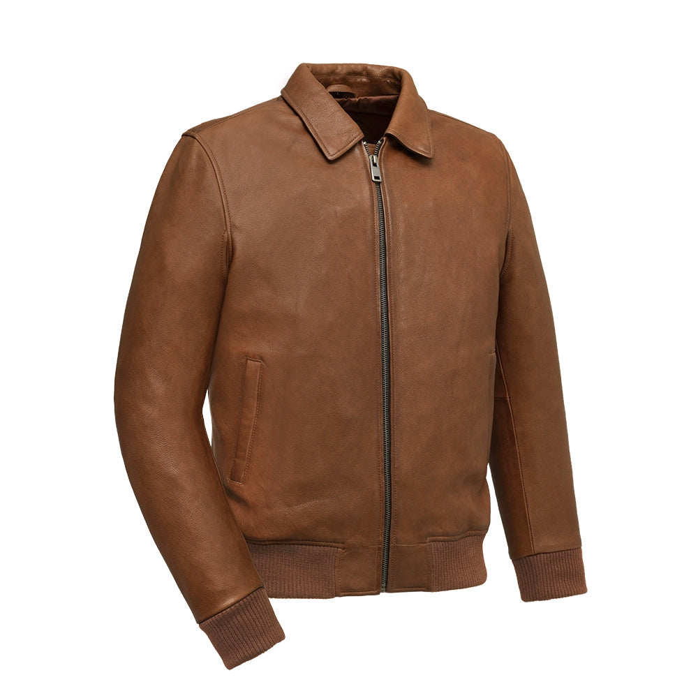 LEATHER BOMBER JACKET TWO TONE FOR MEN’S BROWN-GENUINE LEATHER JACKET