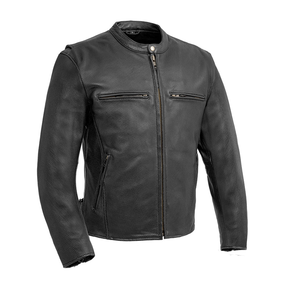 FALCON MEN’S MOTORCYCLE PERFORATED LEATHER JACKET GENUINE LEATHER JACKET