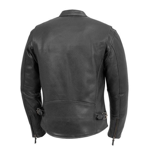 FALCON MEN’S MOTORCYCLE PERFORATED LEATHER JACKET GENUINE LEATHER JACKET