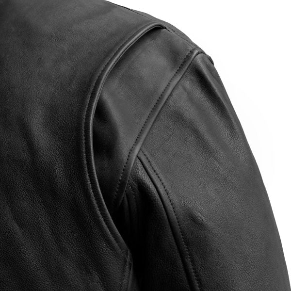 LEATHER BOMBER JACKET TWO TONE FOR MEN’S BLACK-GENUINE LEATHER