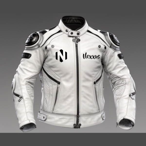 Nexxus Apex-Rider Custom Men’s Premium Motorbike Protective Jacket (Elite White/Off-White High-Impact Cordura & Mesh Racing Armor)
