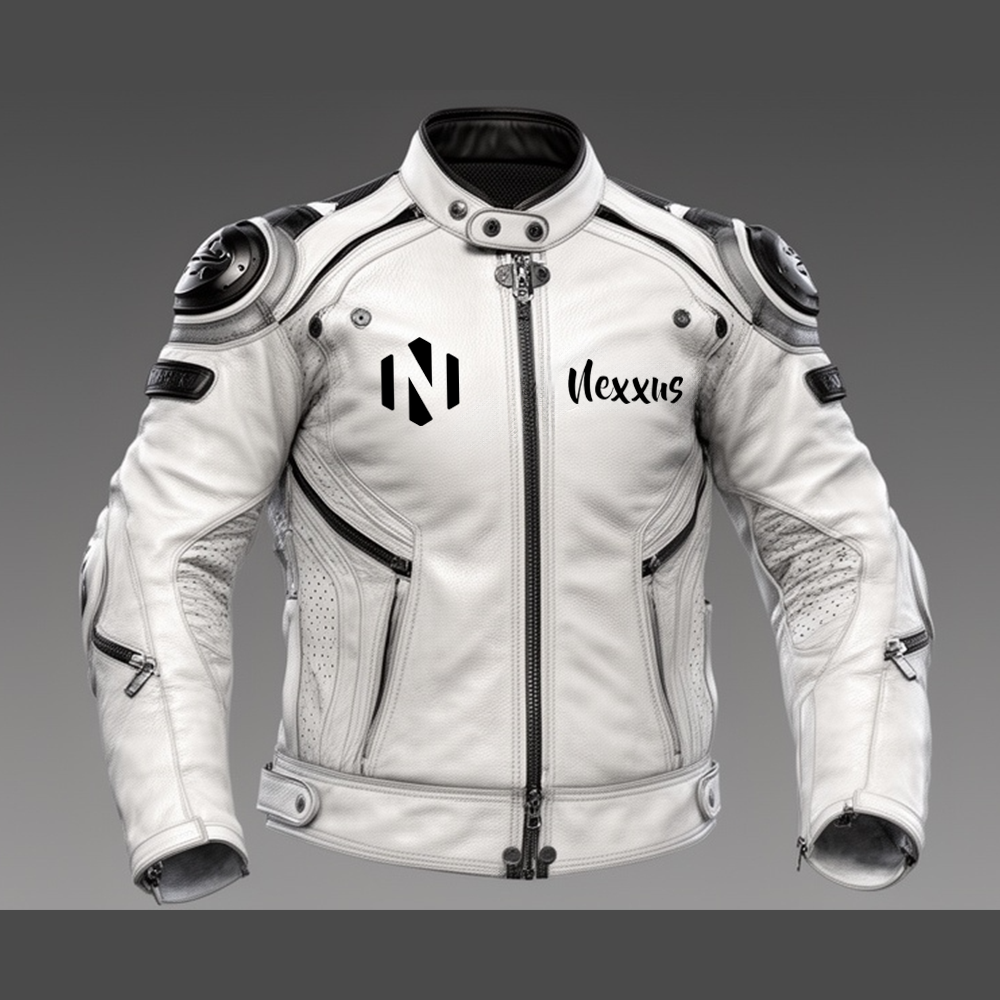 Nexxus Apex-Rider Custom Men’s Premium Motorbike Protective Jacket (Elite White/Off-White High-Impact Cordura & Mesh Racing Armor)