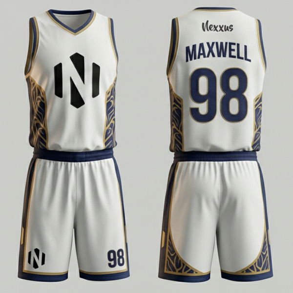 Nexxus Sovereign Basketball Uniform Set (Royal White & Gold)
