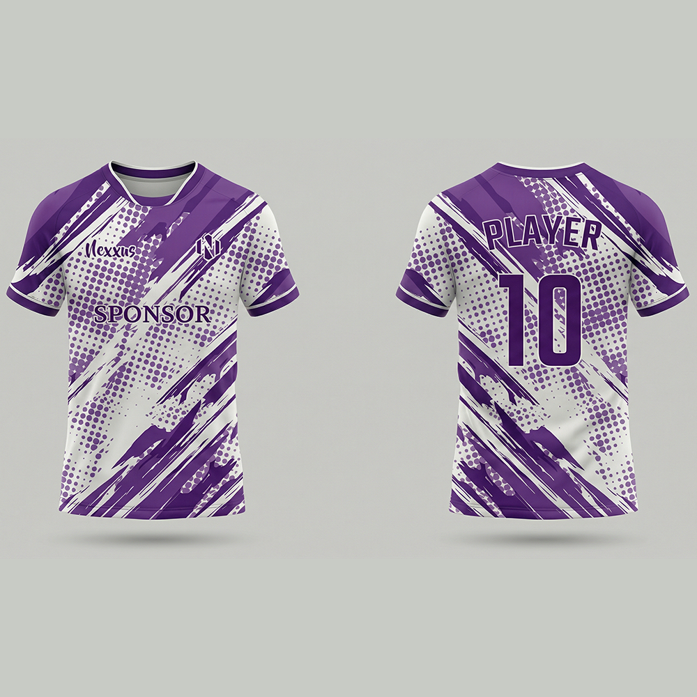 Nexxus Violet-Pulse Custom Soccer Uniform Jersey (Premium Sublimated Halftone Splash Football Match Shirt)