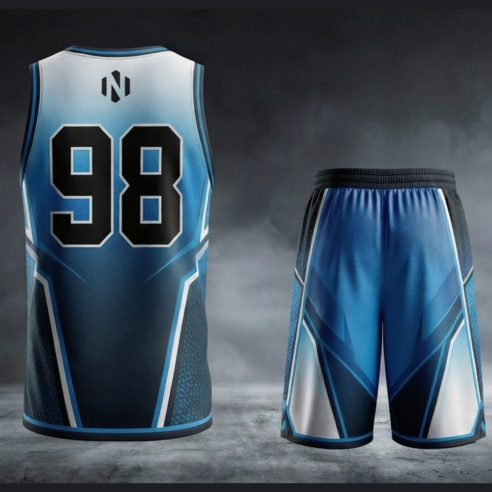 Nexxus Vortex Basketball Uniform Set (Cyber Blue Gradient)