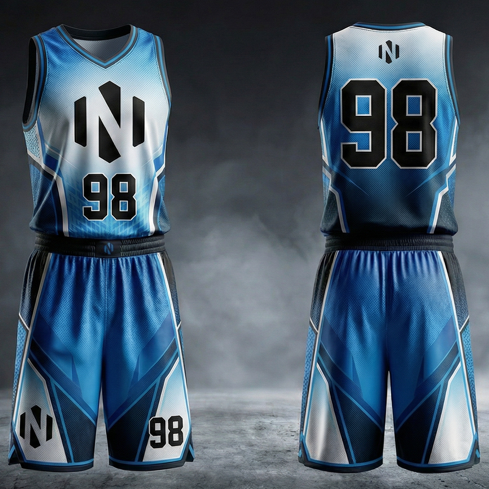 Nexxus Vortex Basketball Uniform Set (Cyber Blue Gradient)