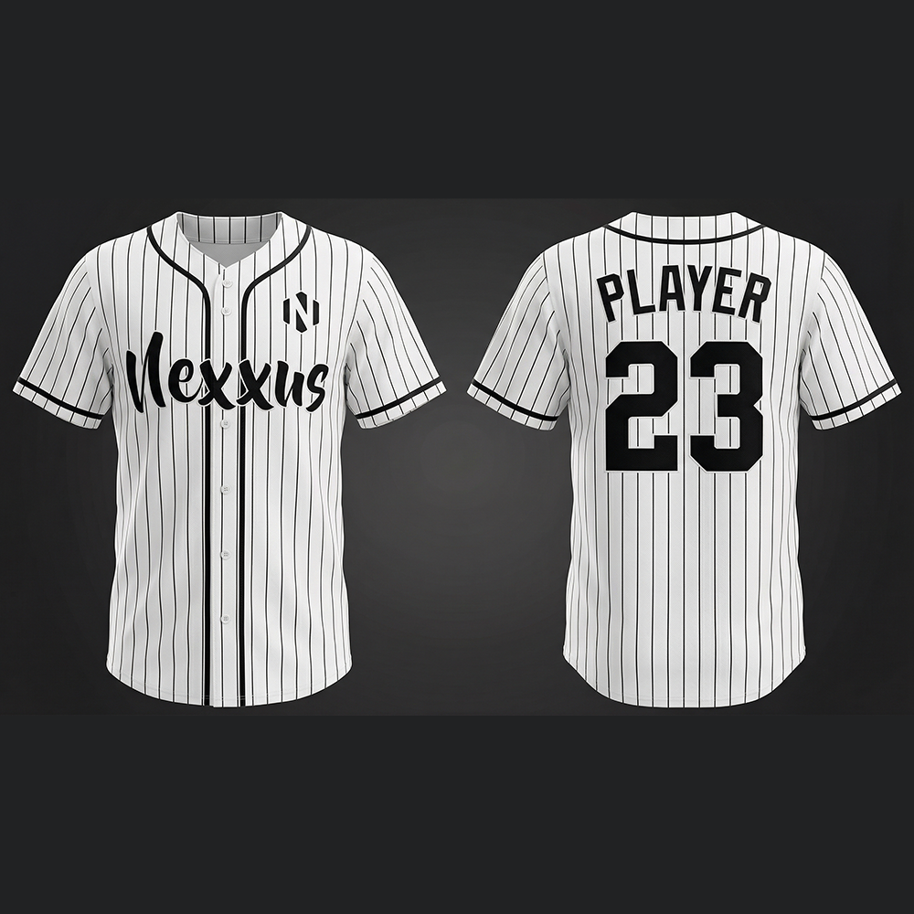 Nexxus Classic Pinstripe Baseball Jersey (White & Black)