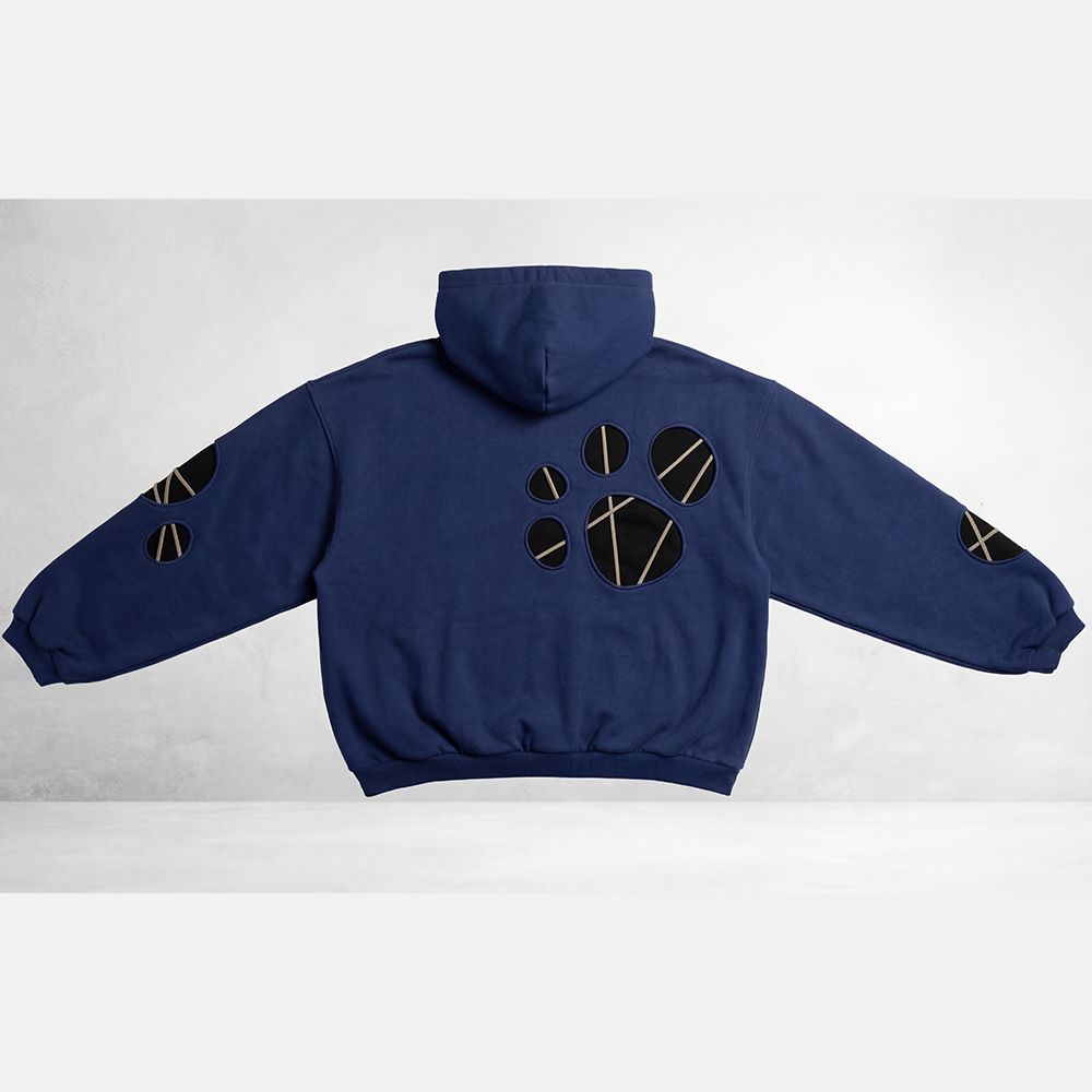 Nexxus Avant-Garde Multi-Cutout Custom Streetwear Hoodie (Premium Heavyweight Deep-Navy Drop-Shoulder Hardware Pullover)