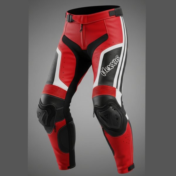 Nexxus Apex-Torque Custom Men’s Premium Motorbike Protective Pants (Elite Red, White & Black High-Impact Cordura Racing Trousers)