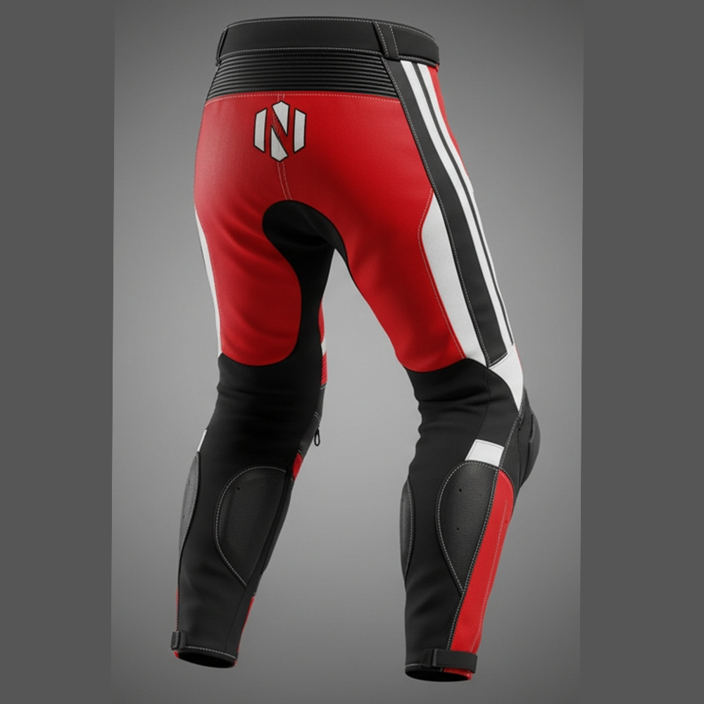 Nexxus Apex-Torque Custom Men’s Premium Motorbike Protective Pants (Elite Red, White & Black High-Impact Cordura Racing Trousers)