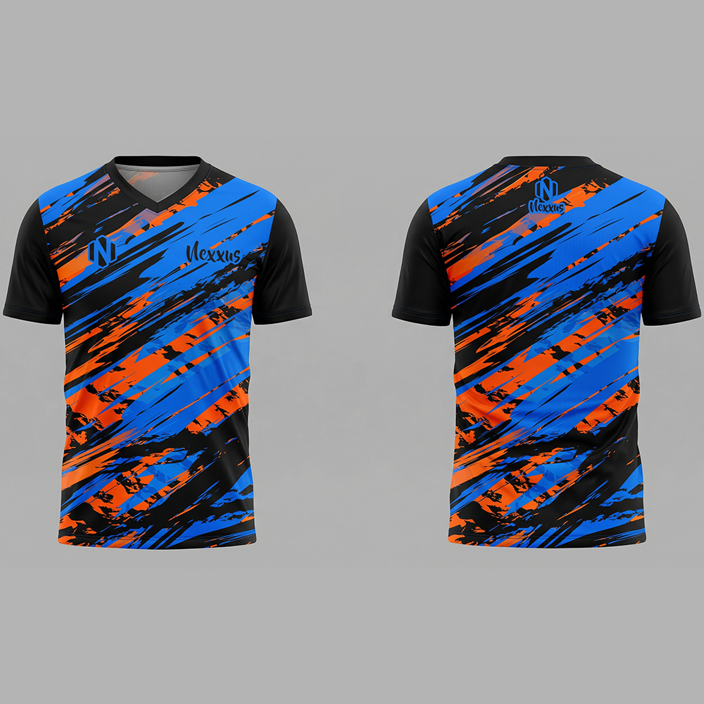 Nexxus Electric-Shatter Custom Soccer Jersey (Premium Neon Orange & Cobalt Blue Abstract Slash Football Shirt)