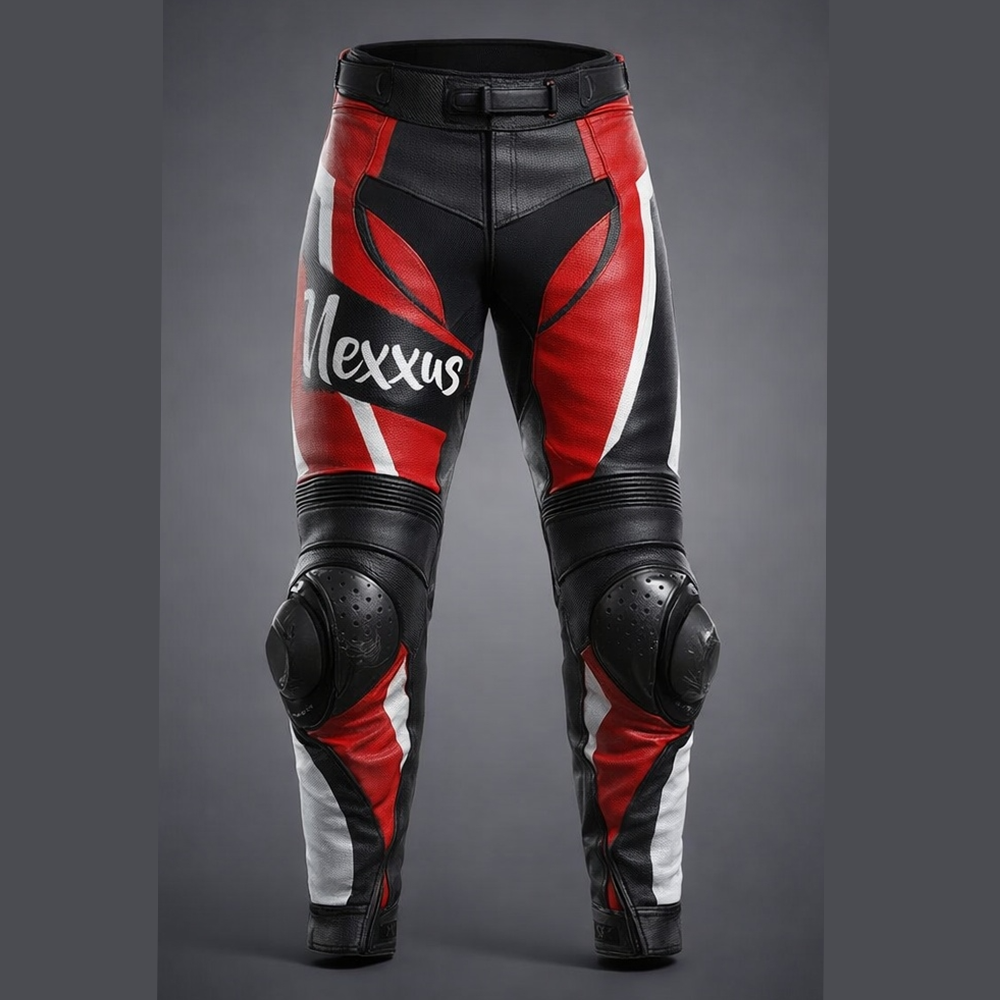 Nexxus Apex-Torque V2 Custom Men’s Premium Motorbike Protective Pants (Elite Red, White & Black High-Impact Cordura Racing Trousers)