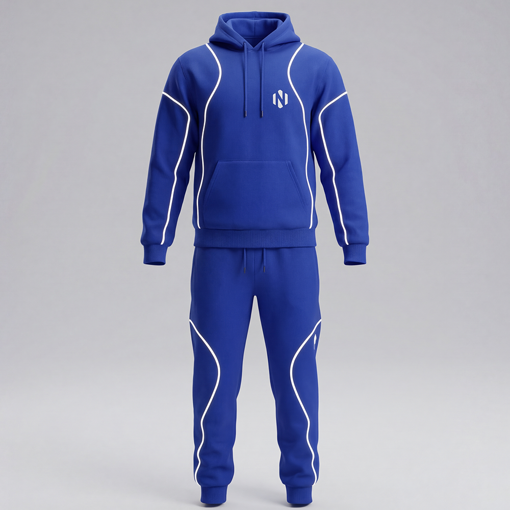 Nexxus Linear-Glow Custom Streetwear Tracksuit (Premium Heavy-Weight Minimalist Full-Zip Jacket & Tailored Jogger Set)