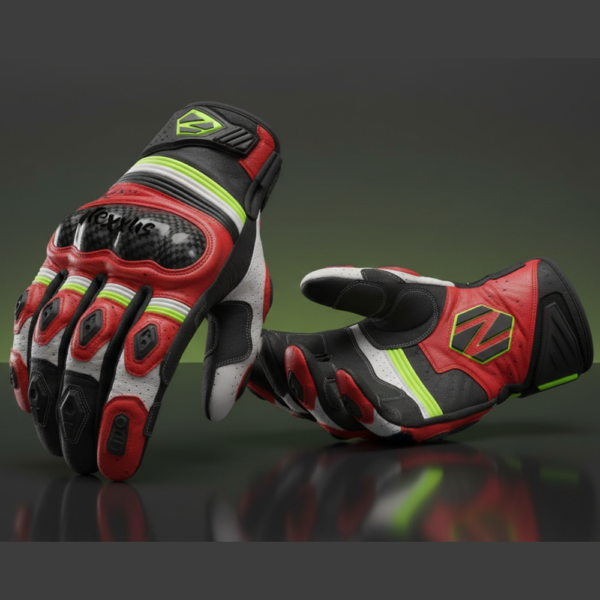 Nexxus Velocity-Grip Custom Premium Motorbike Gloves (Elite Red, Yellow & Black High-Impact Protective Racing Gauntlets)