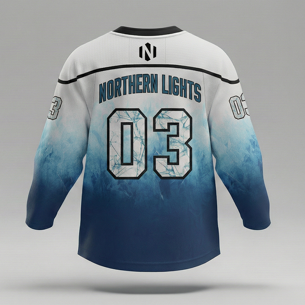 Nexxus Arctic Aurora Custom Ice Hockey Uniform Kit (Sublimated Gradient V-Neck Jersey & Matching Heavy-Duty Protective Hockey Pants Set)