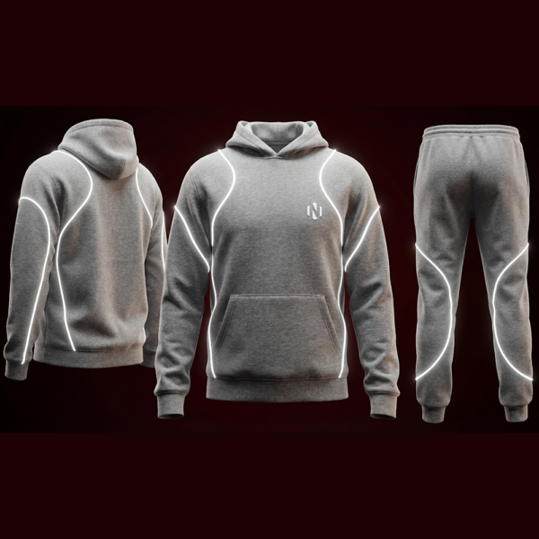 Nexxus Melange-Glow Custom Streetwear Tracksuit (Premium Heather-Gray Technical Full-Zip Jacket & Jogger Set)