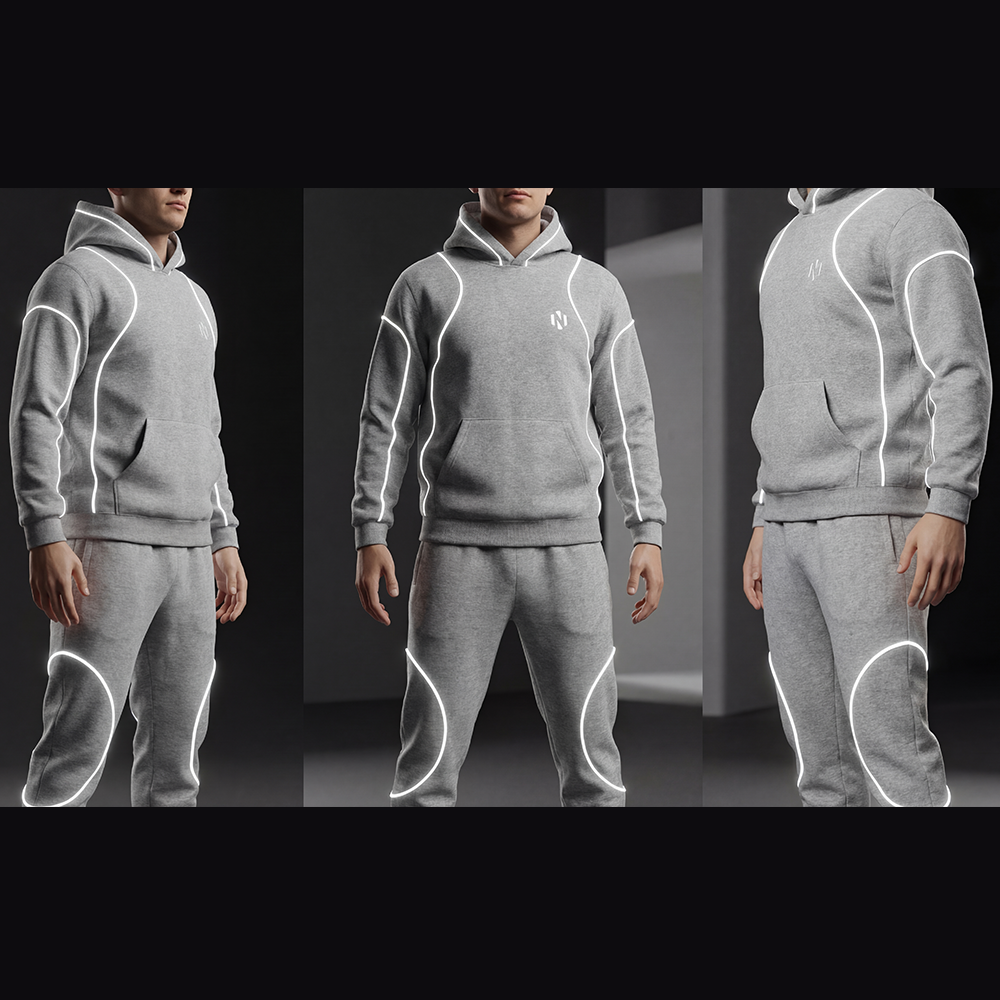 Nexxus Melange-Glow Custom Streetwear Tracksuit (Premium Heather-Gray Technical Full-Zip Jacket & Jogger Set)