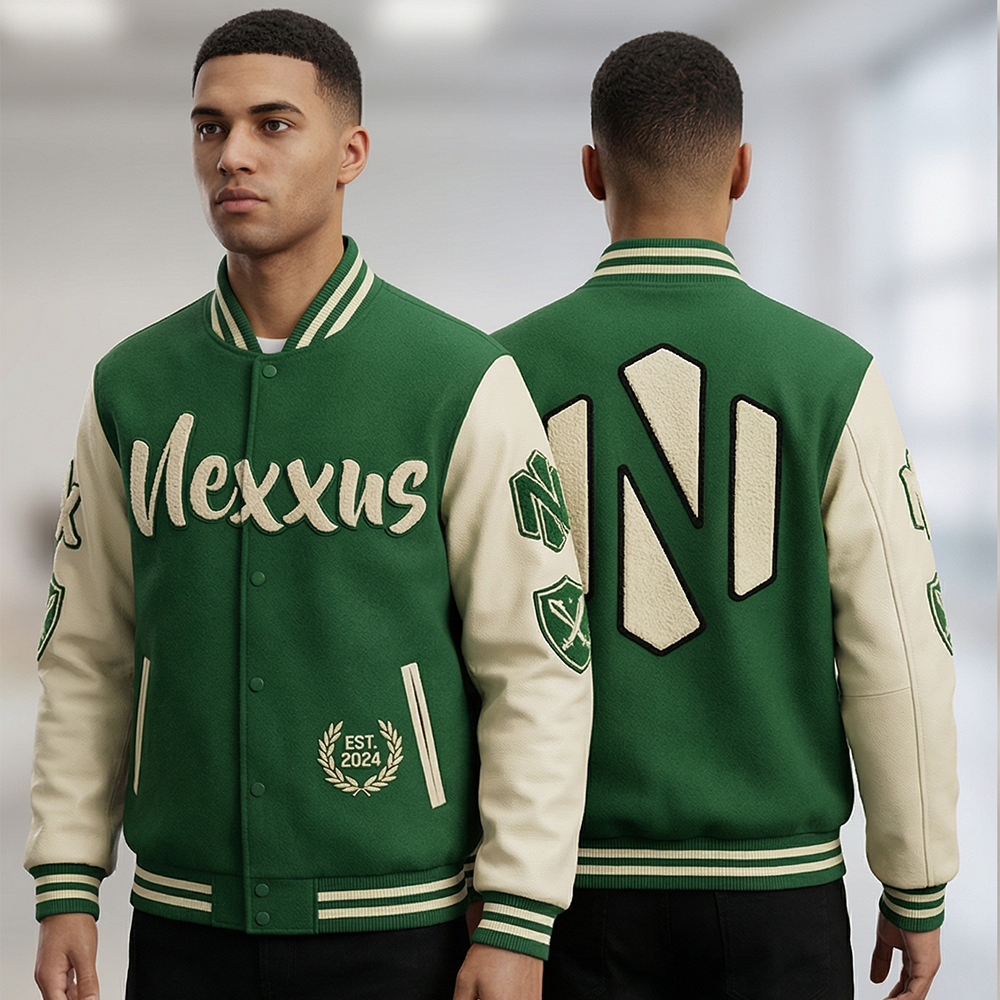 Nexxus Heritage-Classic Custom Men’s Varsity Jacket (Premium Wool-Blend & Faux Leather Streetwear Letterman Jacket)