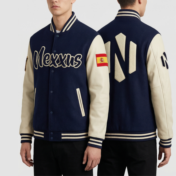 Nexxus Elite Streetwear Custom Men’s Forest Jade Varsity Jacket (Heavyweight Melton Wool & Premium Leather Urban Letterman Jacket)