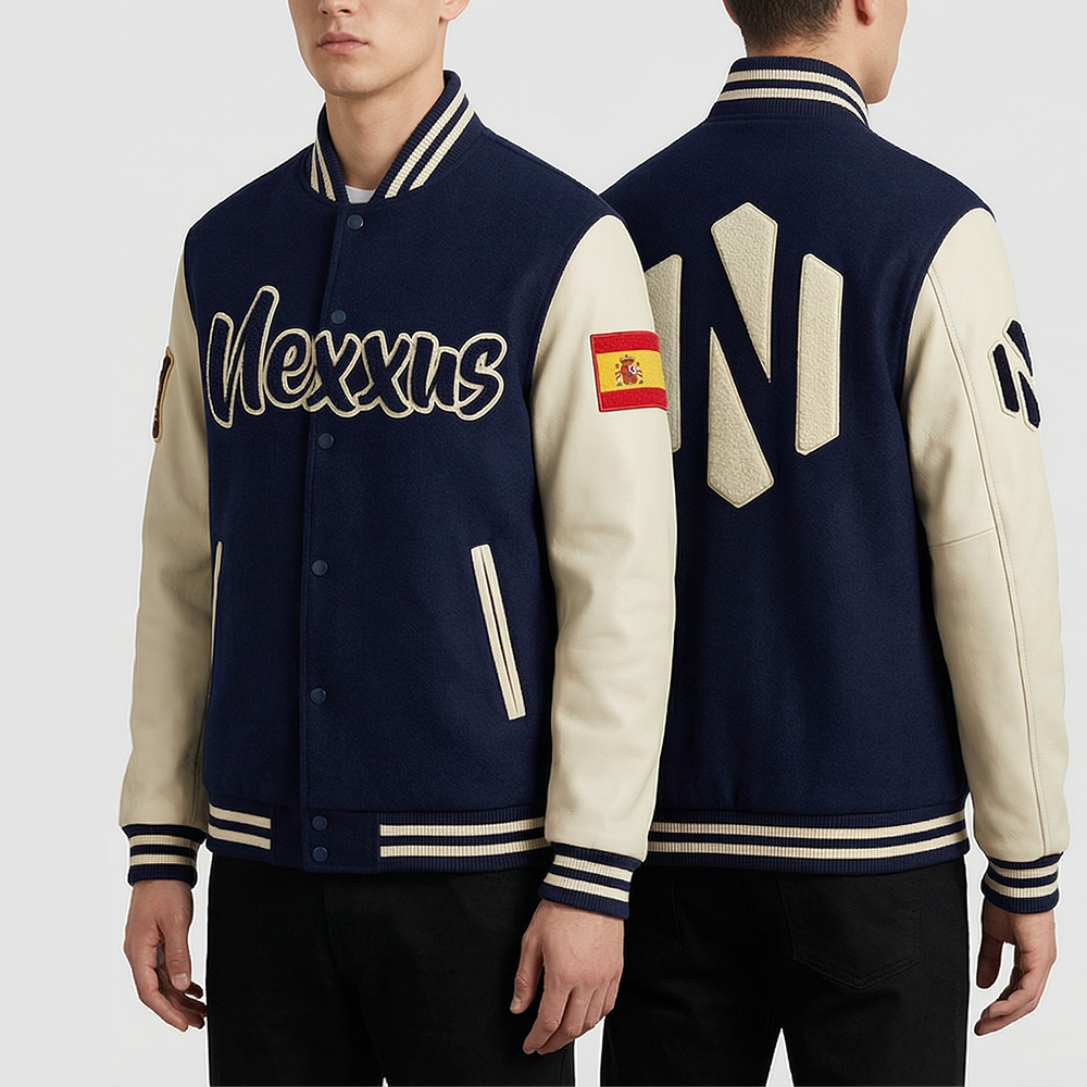 Nexxus Elite Streetwear Custom Men’s Forest Jade Varsity Jacket (Heavyweight Melton Wool & Premium Leather Urban Letterman Jacket)