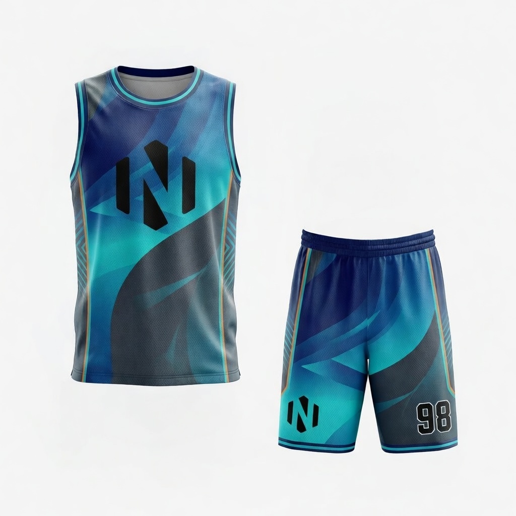 Nexxus Hydro-Wave Basketball Uniform Set (Teal & Ocean Fluid)