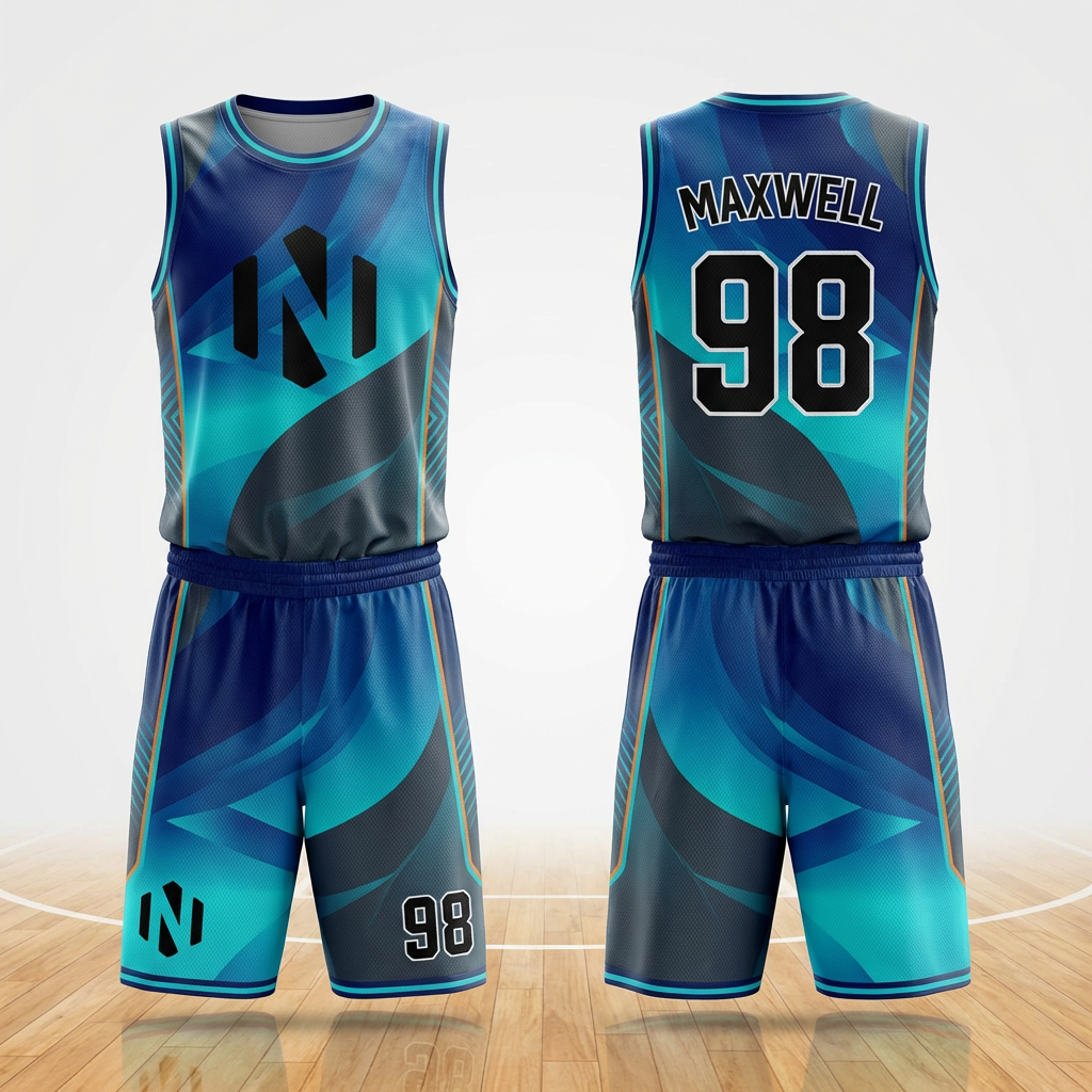 Nexxus Hydro-Wave Basketball Uniform Set (Teal & Ocean Fluid)