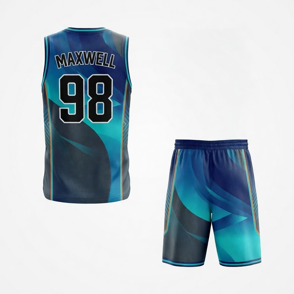 Nexxus Hydro-Wave Basketball Uniform Set (Teal & Ocean Fluid)