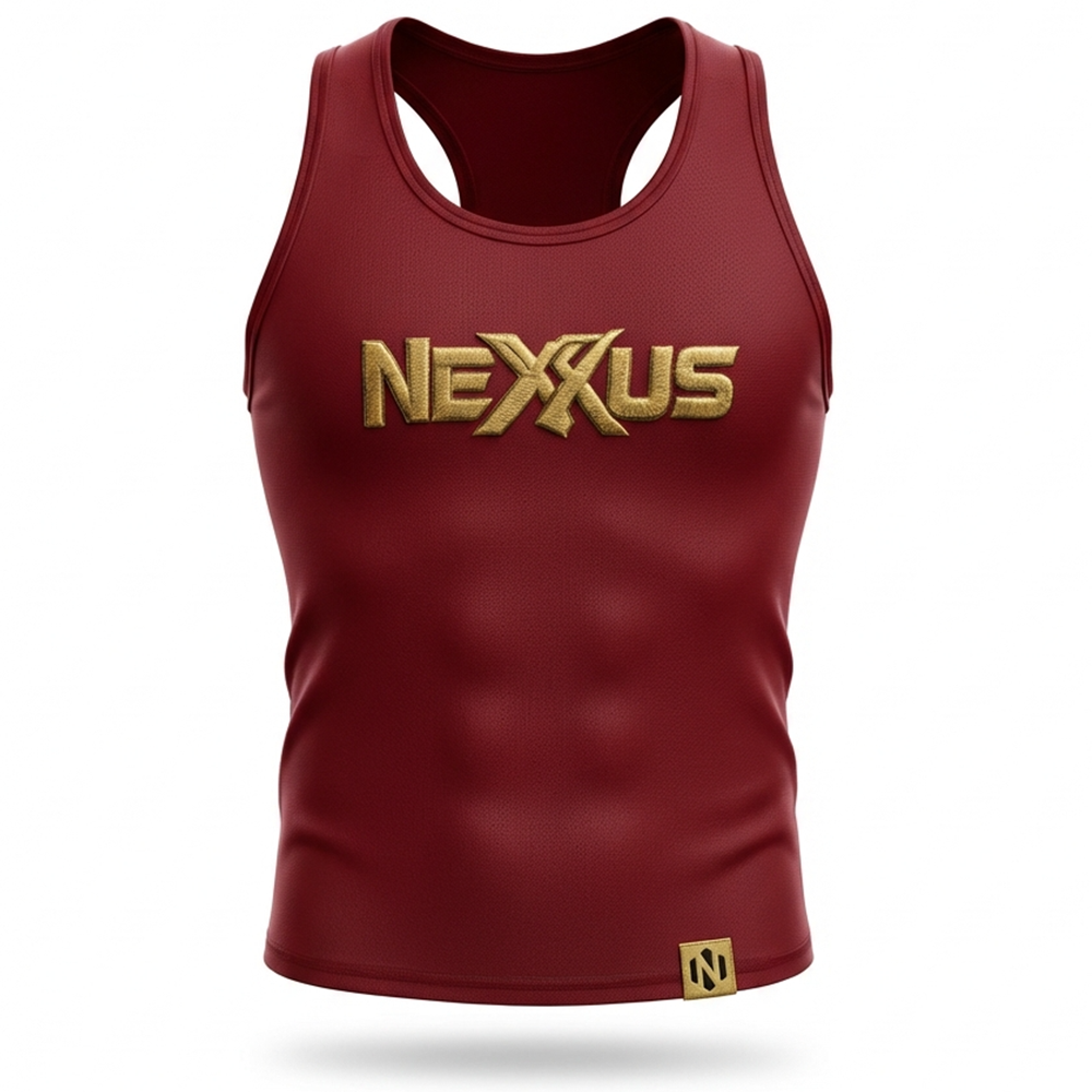 Nexxus Crimson-Vent Custom Men’s Premium Fightwear Tank Top (Elite Deep Maroon & Black Lightweight MMA Training & Boxing Singlet)