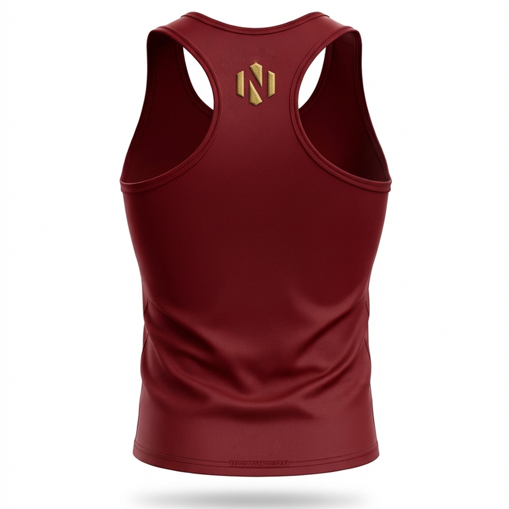 Nexxus Crimson-Vent Custom Men’s Premium Fightwear Tank Top (Elite Deep Maroon & Black Lightweight MMA Training & Boxing Singlet)