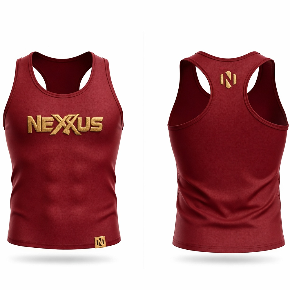 Nexxus Crimson-Vent Custom Men’s Premium Fightwear Tank Top (Elite Deep Maroon & Black Lightweight MMA Training & Boxing Singlet)