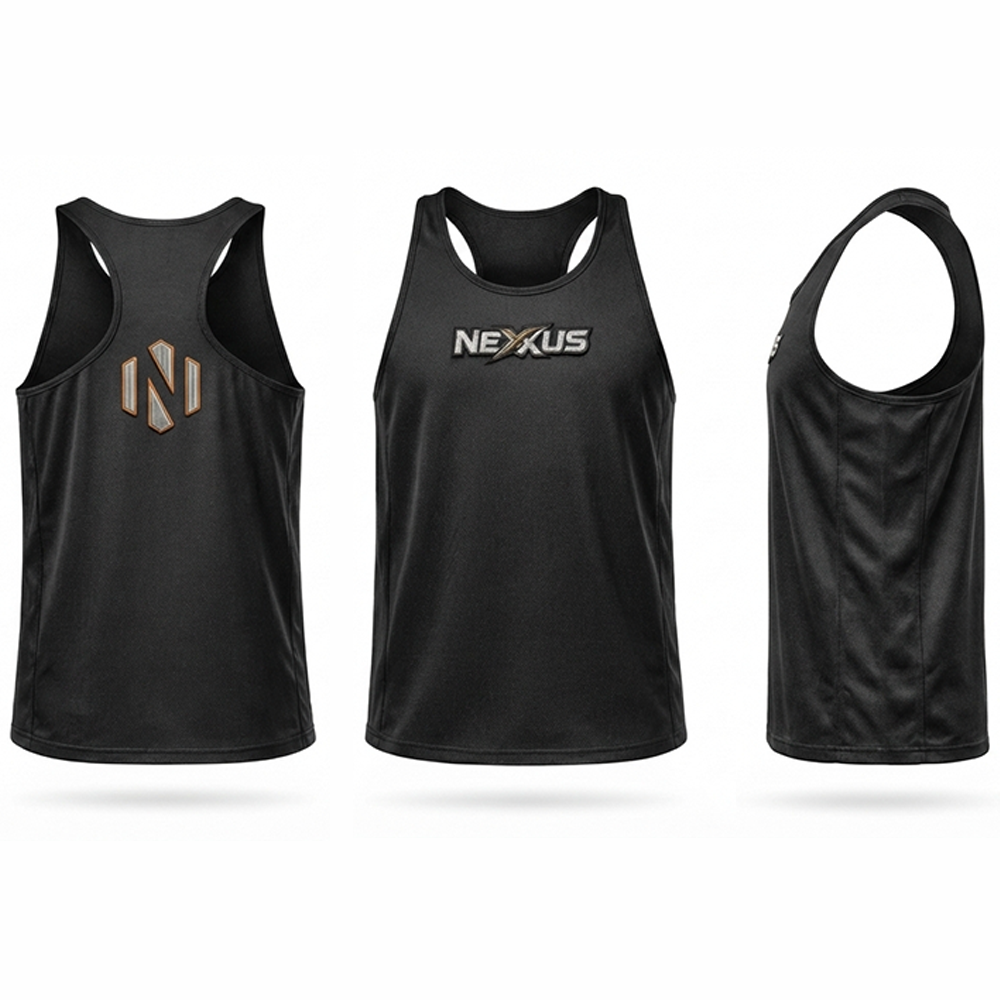 Nexxus Stealth-Vent Custom Men’s Premium Fightwear Tank Top (Elite Matte Black & Charcoal Lightweight MMA Training & Boxing Singlet)