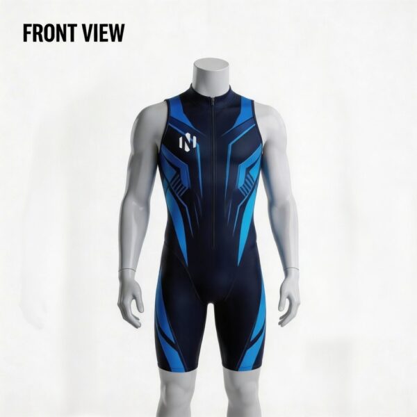 Nexxus Kinetic Stream Custom Zippered Swimsuit (Professional Sleeveless Front-Zip Water Sports Performance Bodysuit