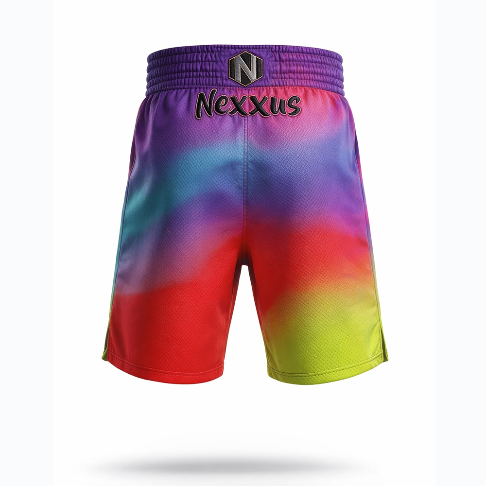 Nexxus Prism-Strike Custom Men’s Premium MMA Fight Shorts (Elite Multi-Rainbow Gradient High-Tensile Grappling & Kickboxing Training Shorts)