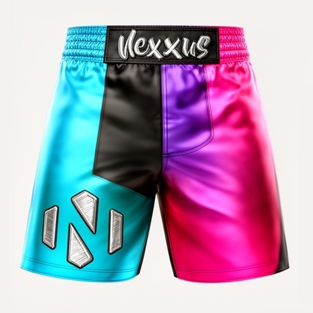 Nexxus Prism-Panel Custom Men’s Premium MMA Fight Shorts (Elite Multi-Rainbow Geometric Cut-and-Sew High-Tensile Grappling Trousers)