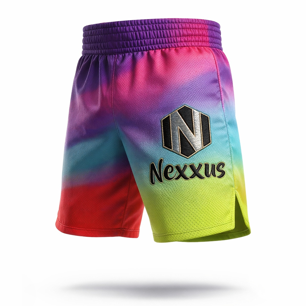 Nexxus Prism-Strike Custom Men’s Premium MMA Fight Shorts (Elite Multi-Rainbow Gradient High-Tensile Grappling & Kickboxing Training Shorts)