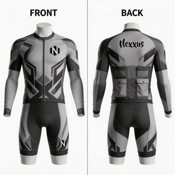 Nexxus Pro-Fit Stealth Monochrome Cycling Kit (Jersey & Bib Shorts Combo)