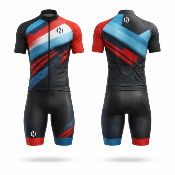 Nexxus Velocity Geometric Racing-Fit Custom Cycling Kit (Short-Sleeve Jersey & Compression Shorts)