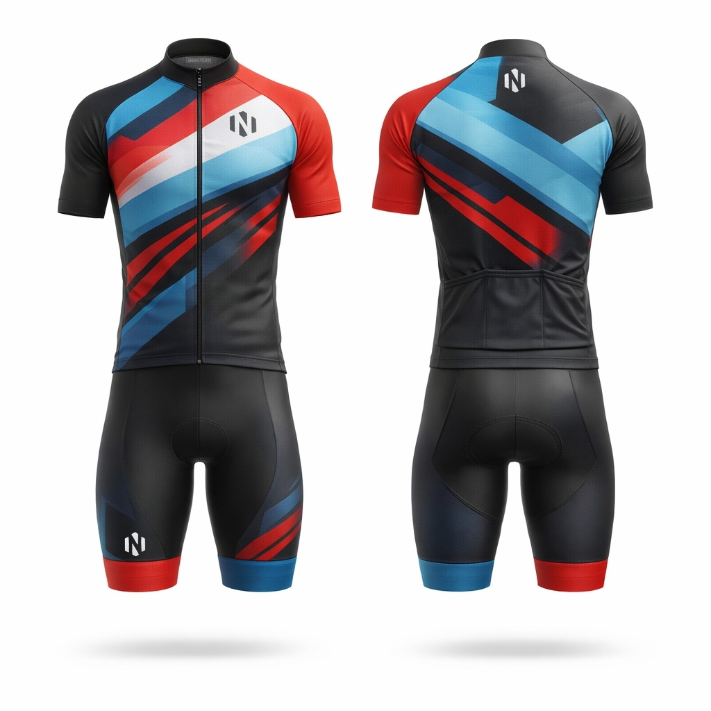 Nexxus Velocity Geometric Racing-Fit Custom Cycling Kit (Short-Sleeve Jersey & Compression Shorts)
