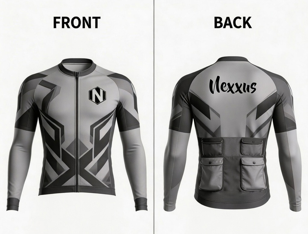 Nexxus Pro-Fit Stealth Monochrome Cycling Kit (Jersey & Bib Shorts Combo)